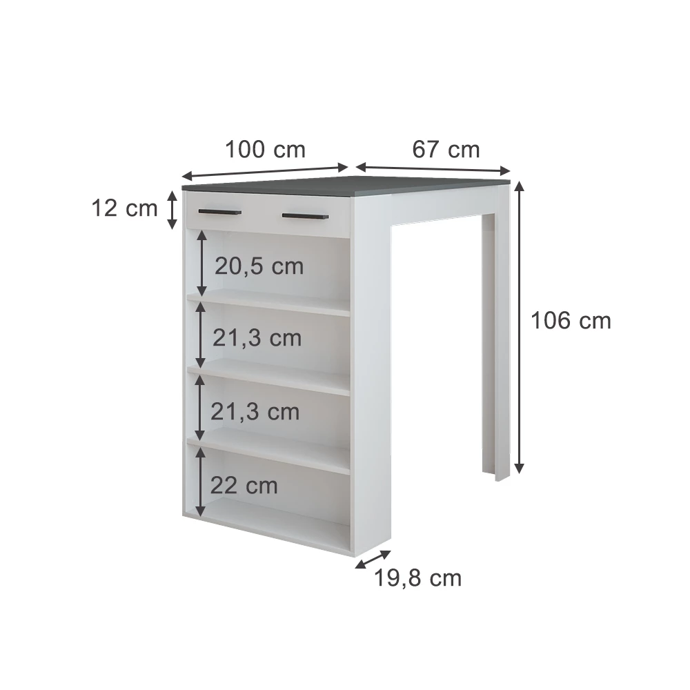 Bartisch in Antracite/branco on white background