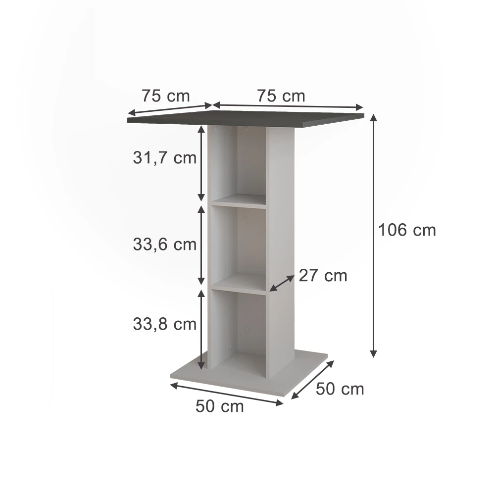 Bartafel in Beton/Wit op een witte achtergrond