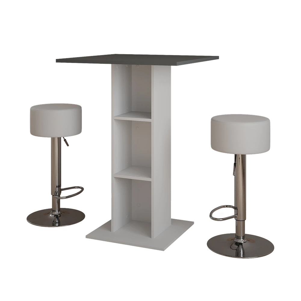 Set de mesa de bar en Blanco/antracita sobre fondo blanco