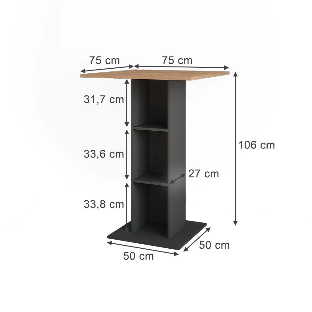 Barbord in Goldkraft ek/antracit on white background