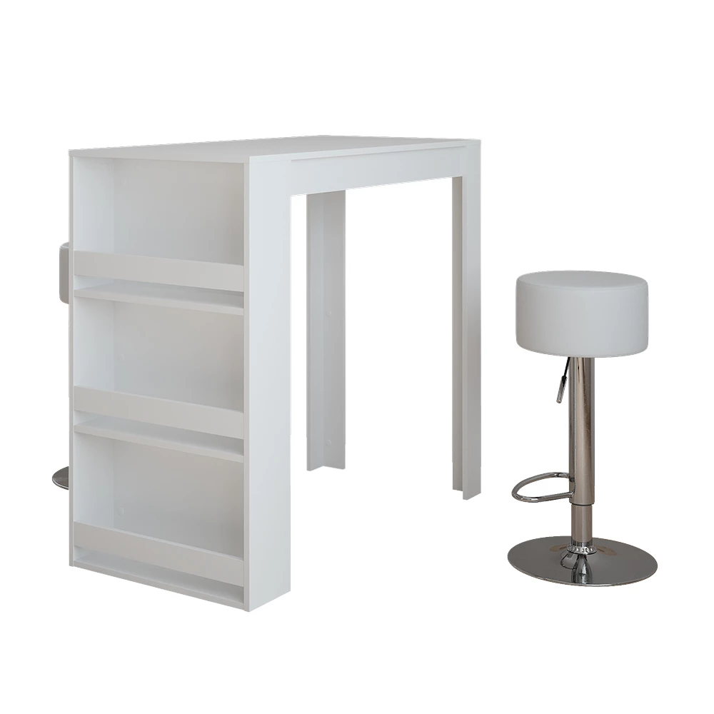 Bartisch-Set in Weiß auf weißem Hintergrund