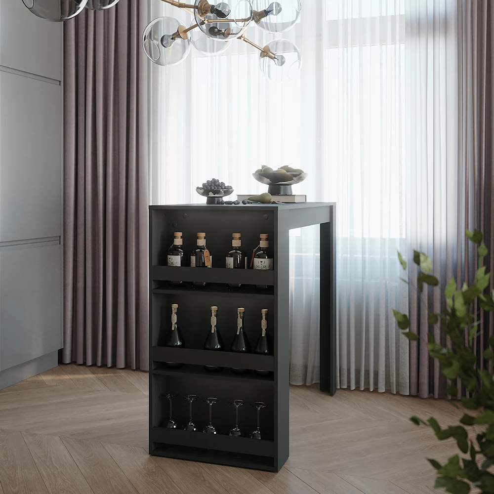 Bartisch in Anthrazit auf weißem Hintergrund