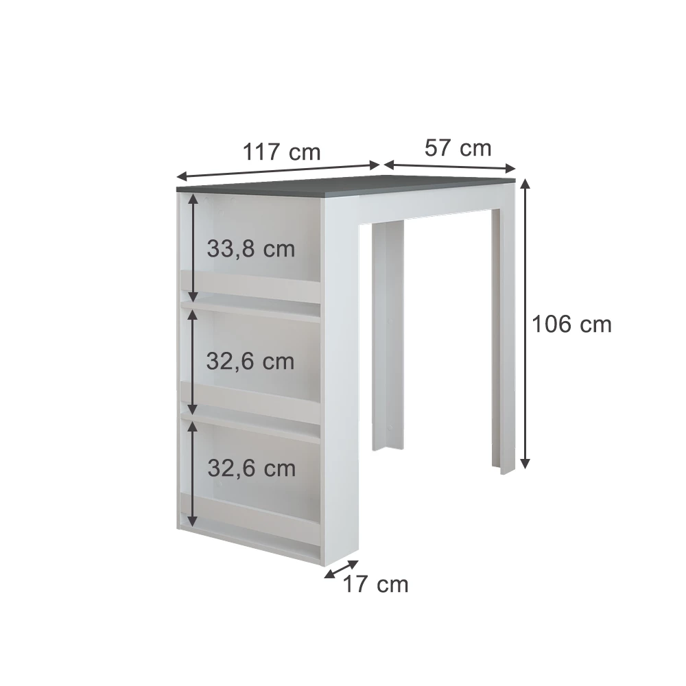 Baaripöytä in Antrasiitti/valkoinen on white background