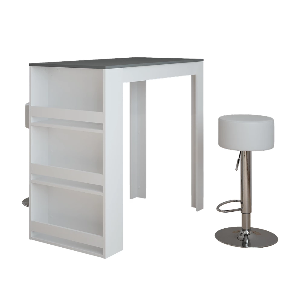 Bartisch-Set in Weiß/Anthrazit auf weißem Hintergrund