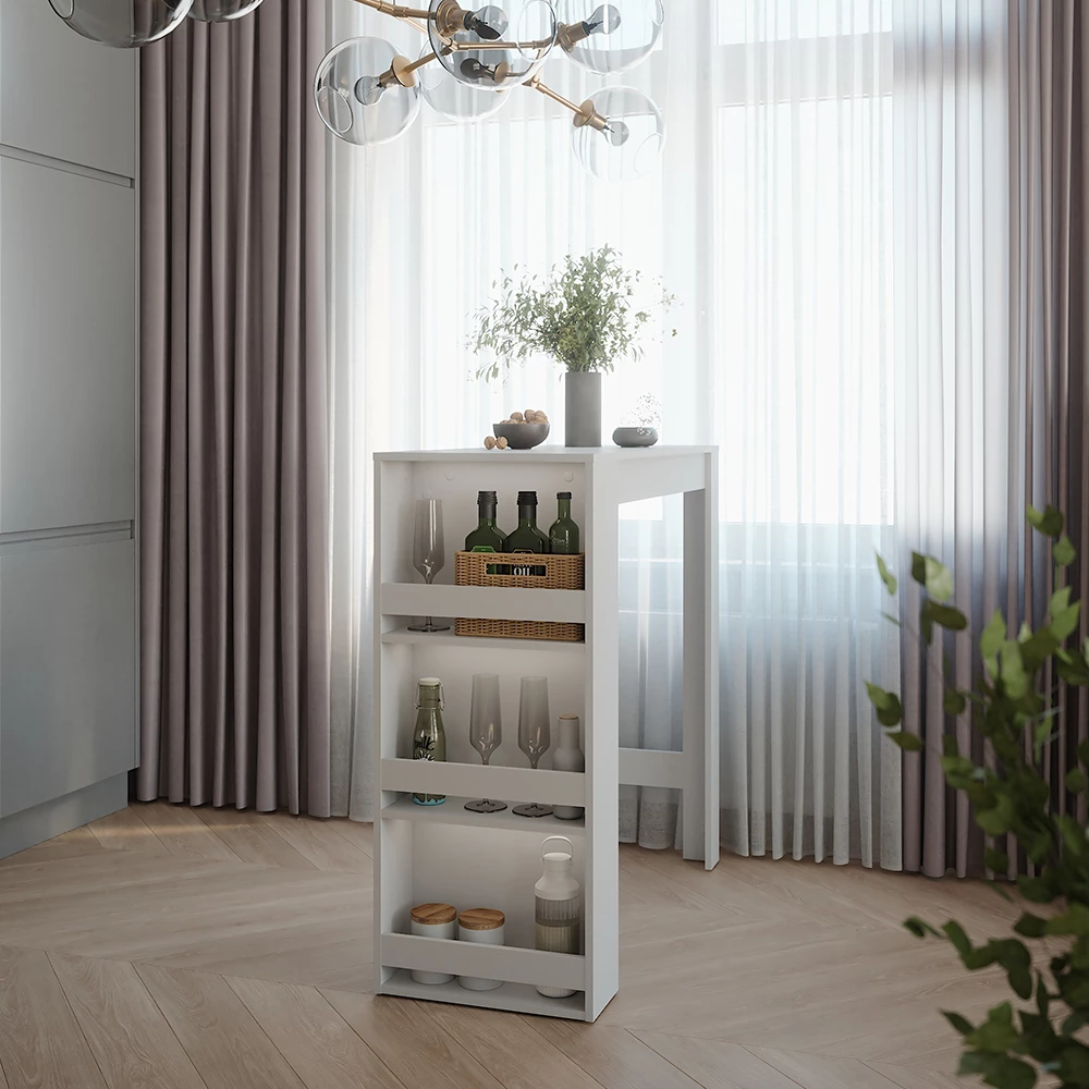 Bartisch in Weiß auf weißem Hintergrund