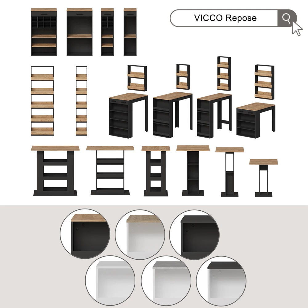 Vicco Garnitura barske mize Antracit/bela 67 x 100 cm z 2 stoloma, Repose