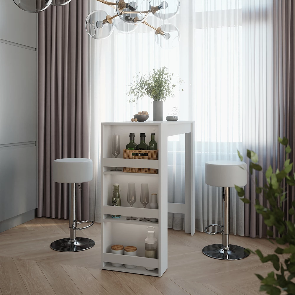 Bartisch-Set in Weiß auf weißem Hintergrund