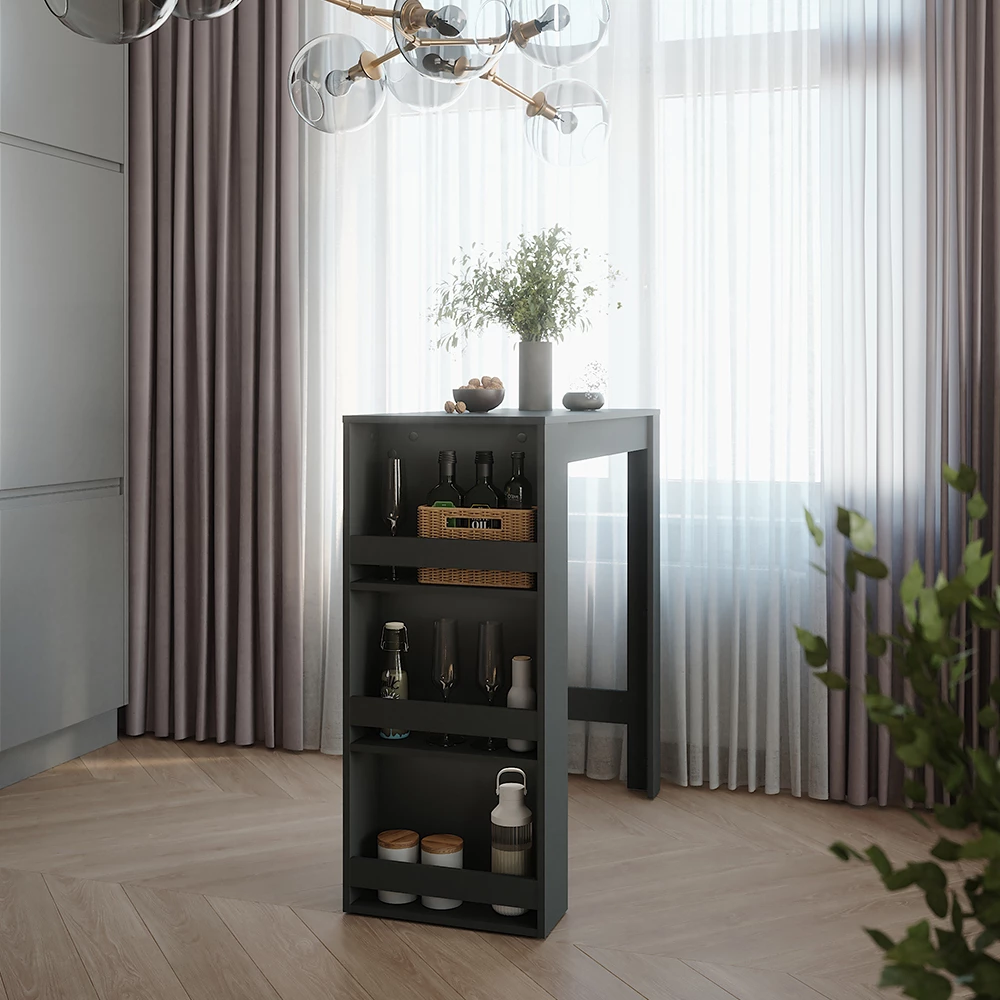 Bartisch in Anthrazit auf weißem Hintergrund
