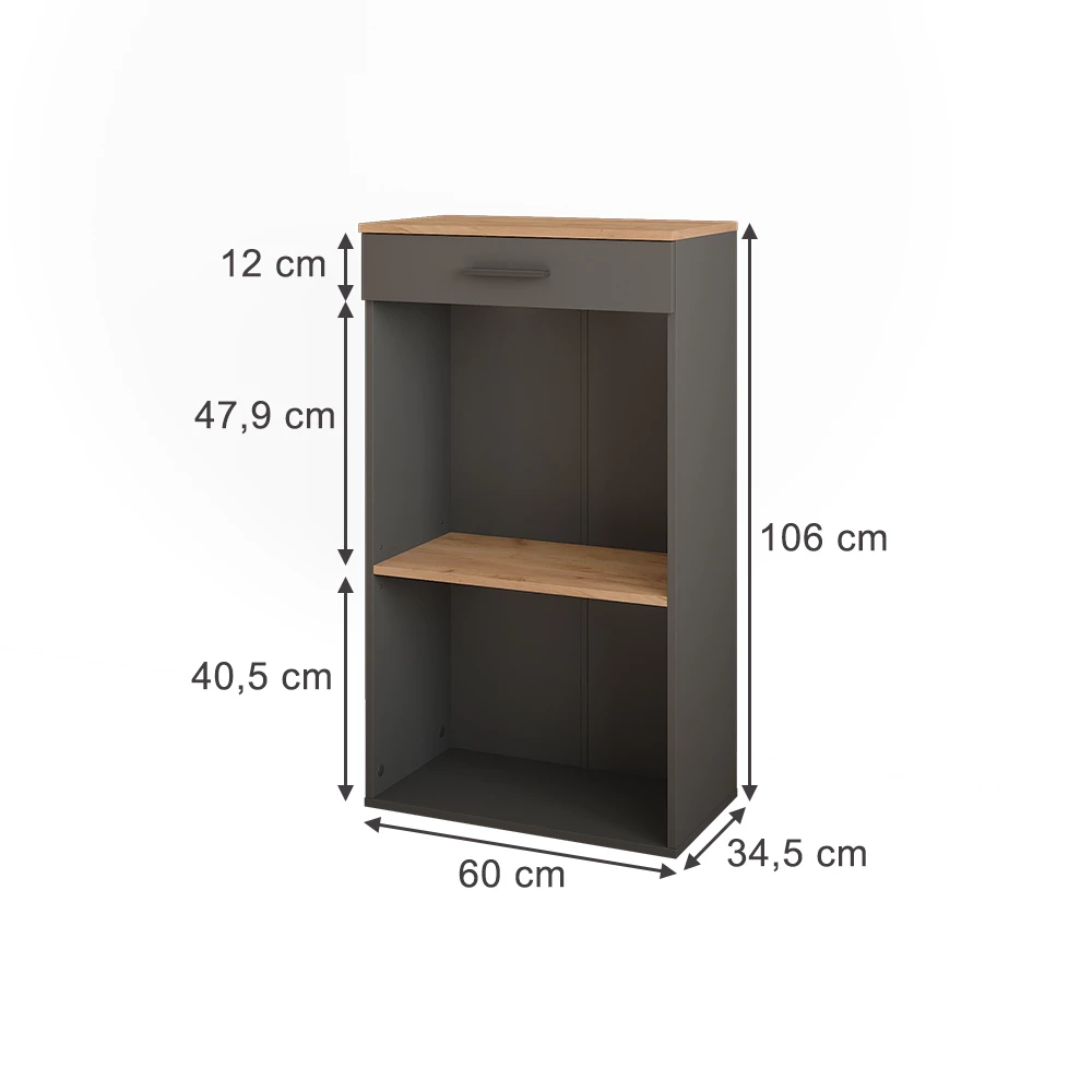 Botellero en Oro power roble/antracita sobre fondo blanco