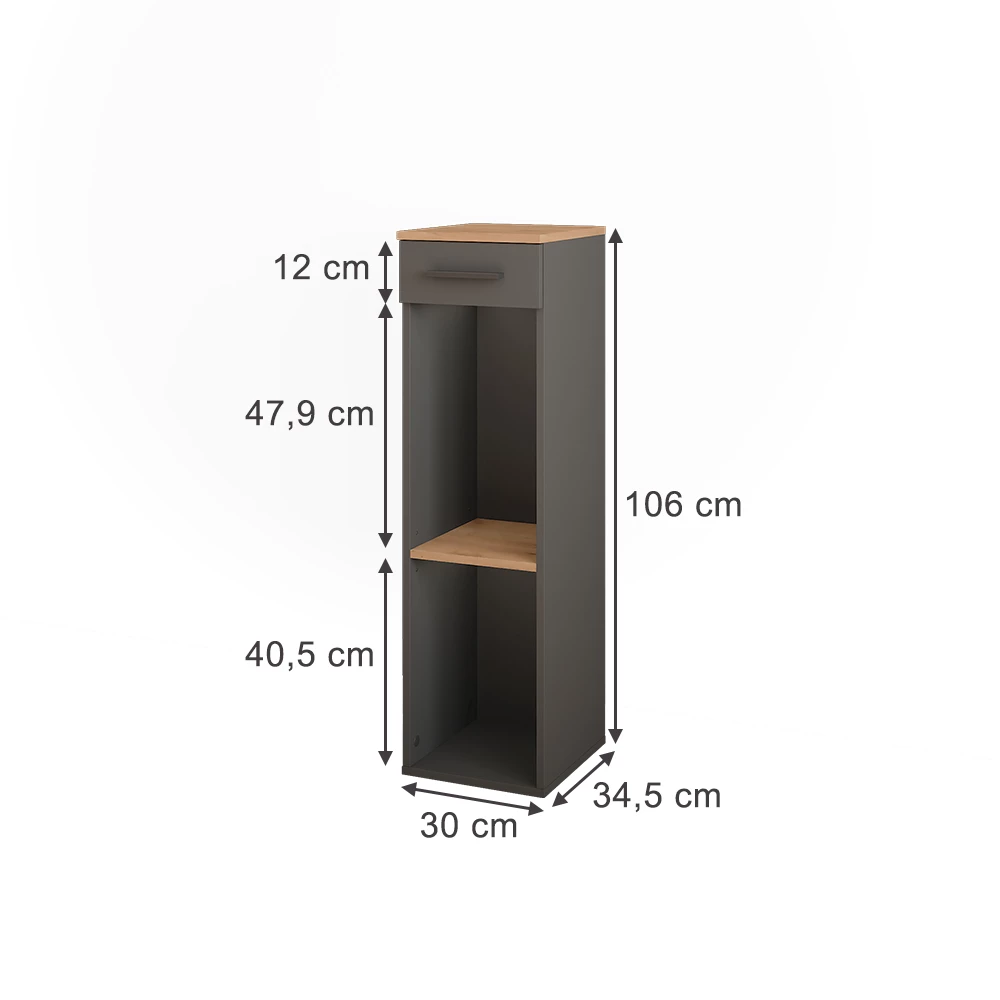 Botellero en Oro power roble/antracita sobre fondo blanco