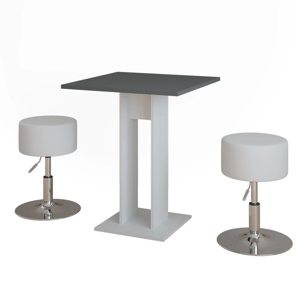 Dining table set in White/Anthracite on white background