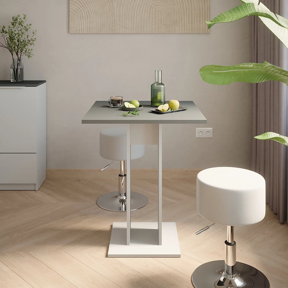 Esstisch Set in Weiß/Anthrazit auf weißem Hintergrund