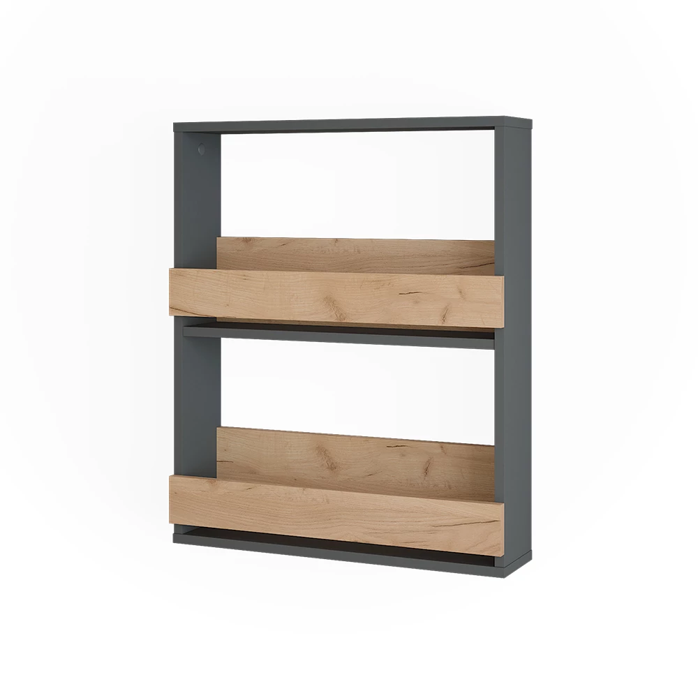 Estante para copas de vino en Oro power roble/antracita sobre fondo blanco