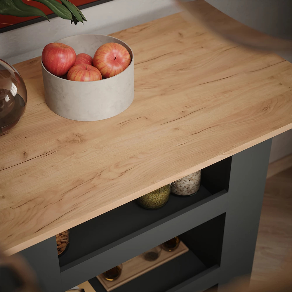 Tavolo Da Bar Vicco Repose, Quercia Dorata E Antracite, 110x55 Cm: Per Cucina, Sala Da Pranzo, Design Moderno, Facile Da Montare, Da Ancorare Alla Parete