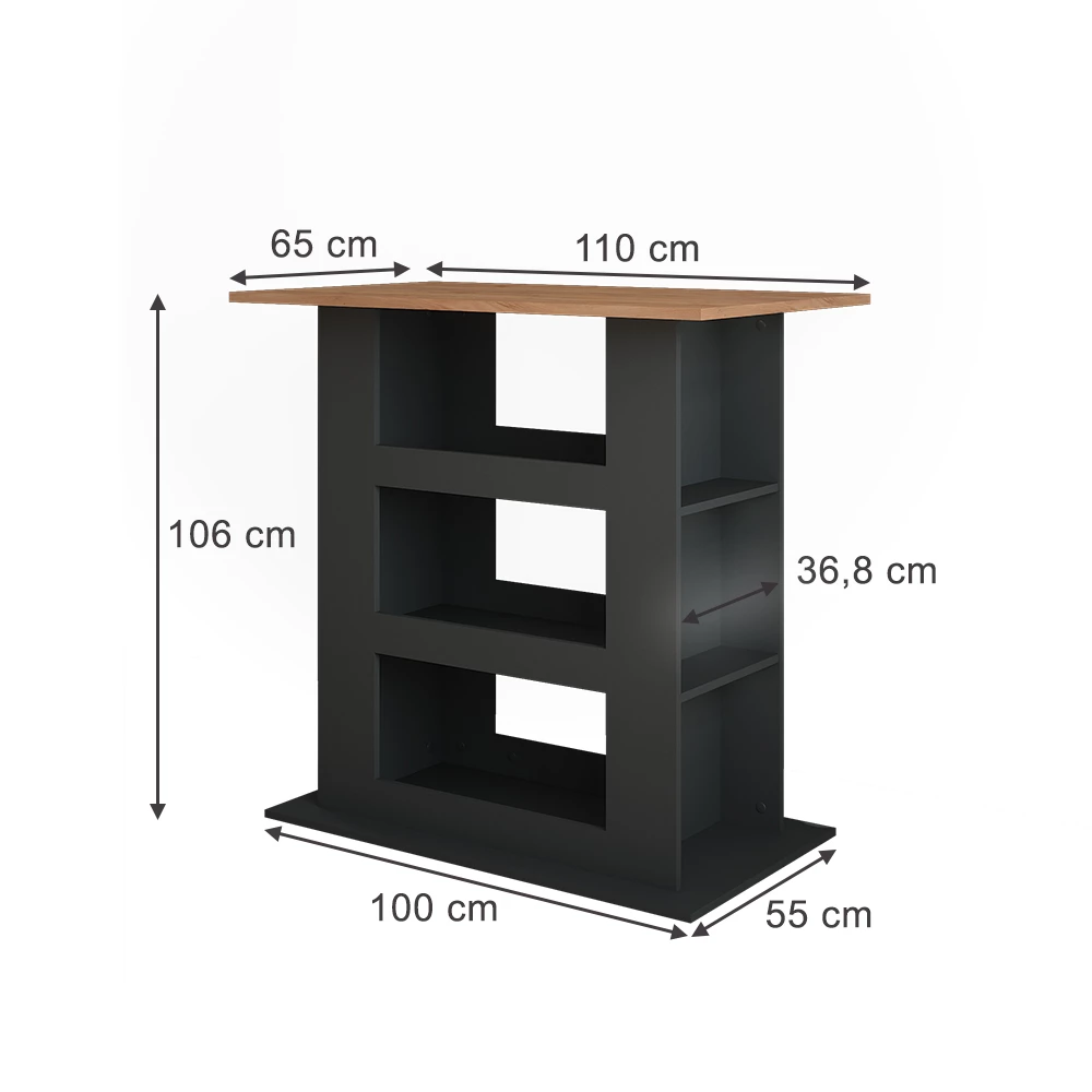 Barbord in Goldkraft ek/antracit on white background