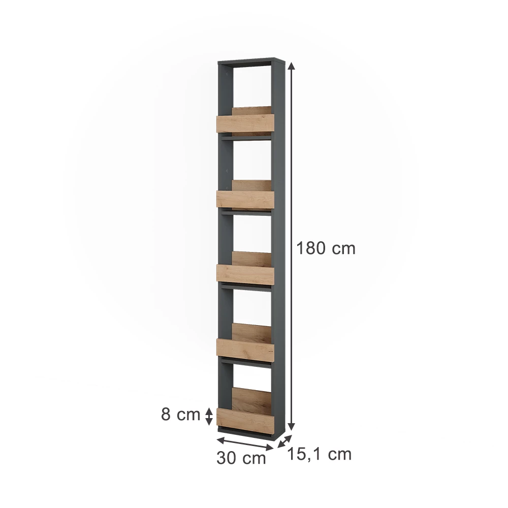 étagère pour verres à vin en Chêne doré/anthracite sur fond blanc