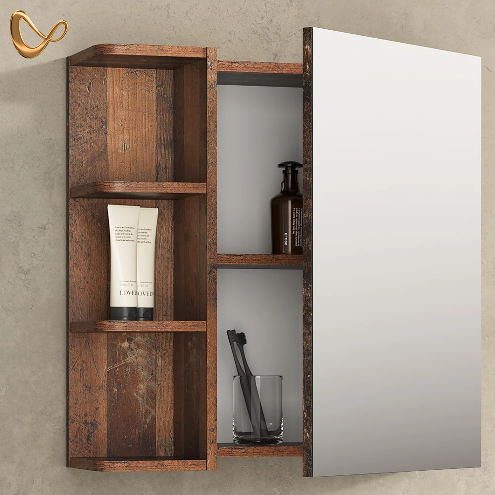 Nahaufnahme von Spiegelschrank in Oldstyle, zeigt Design- und Oberflächendetails
