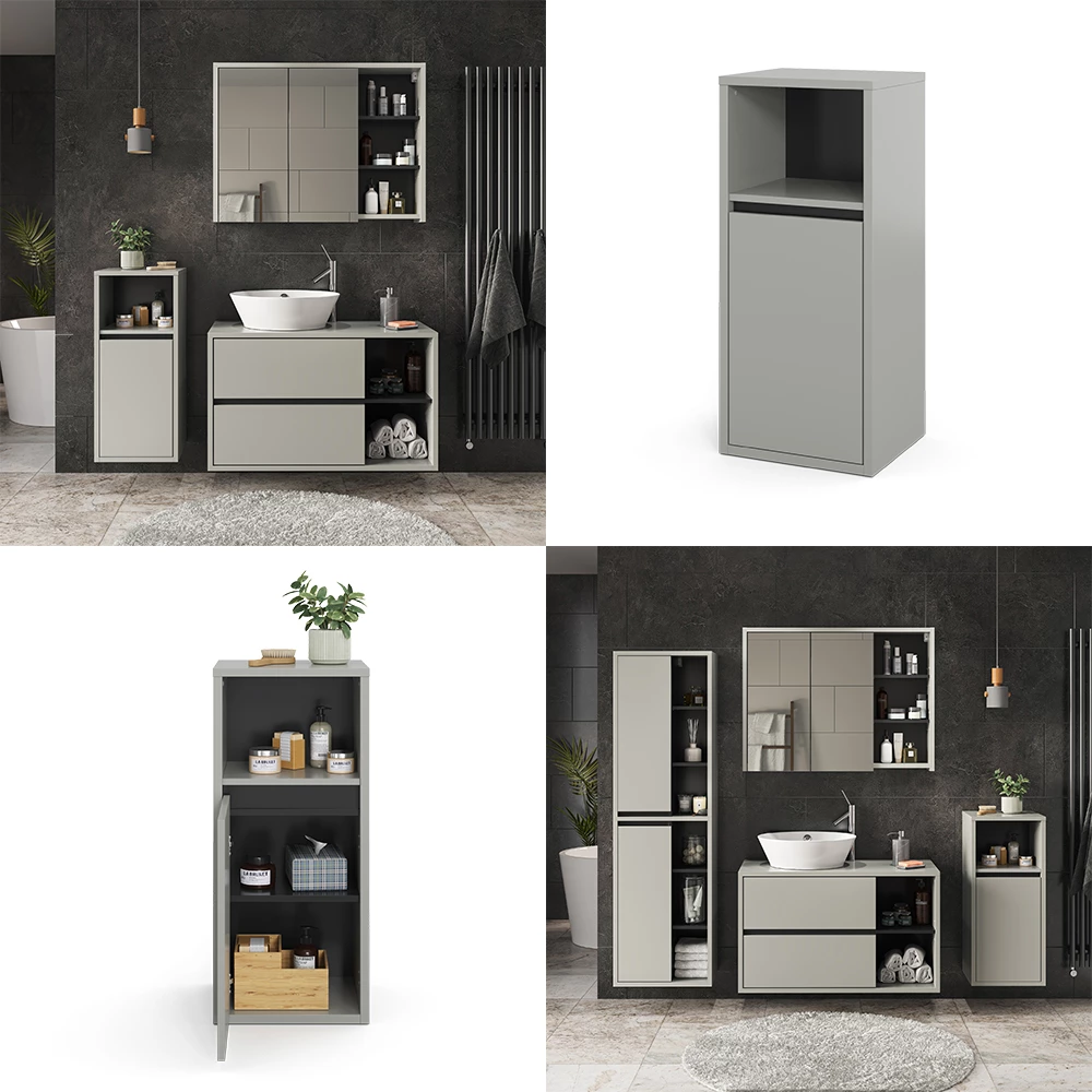Vicco Midischrank Grau 38 x 80 cm, Viola