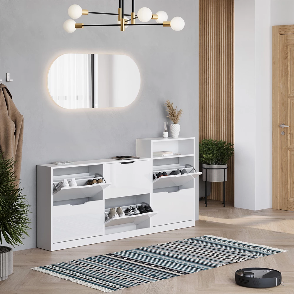 Skotipper Luca Hvid/hvid højglans 116.6 x 72.5 cm med 4 rum Vicco