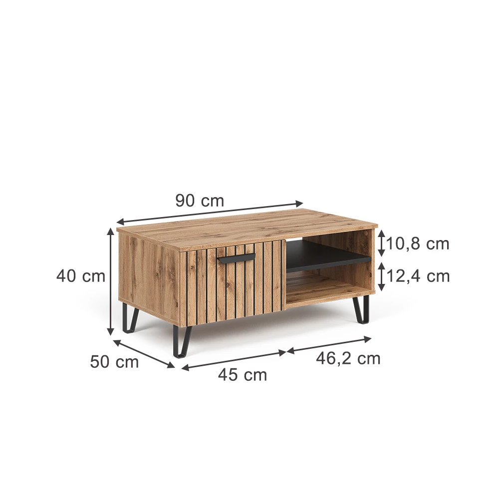Salontafel in Eiken Wotan op een witte achtergrond