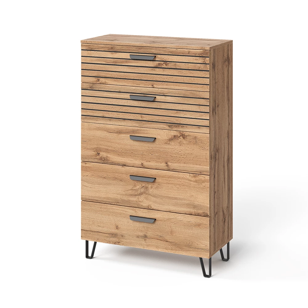 Dressoir in Eiken Wotan op een witte achtergrond