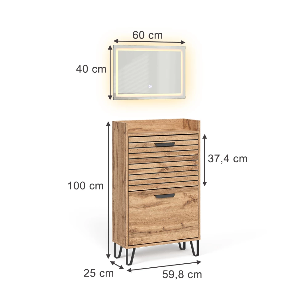Garderobe in Eiken Wotan op een witte achtergrond