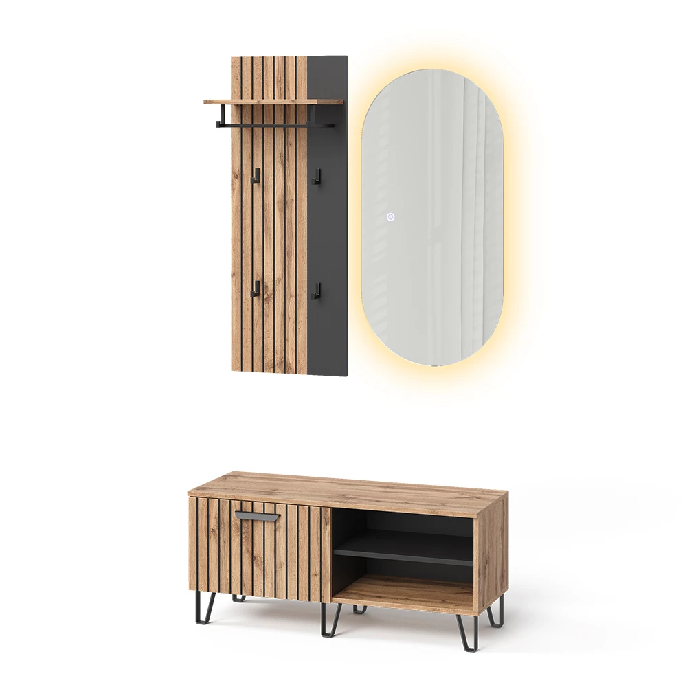 Garderobe in Eiken Wotan op een witte achtergrond