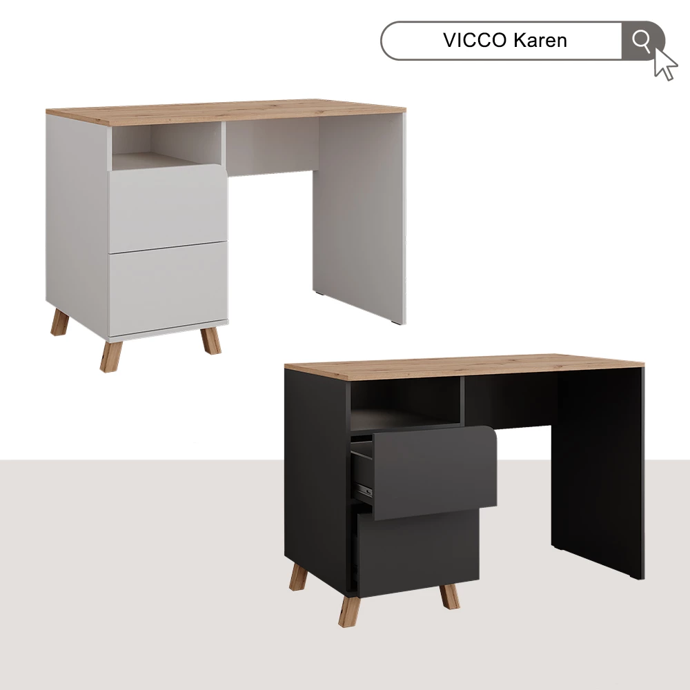 Vicco Kaptafel Wit/Kunstnijverheid 110 cm met laden, Karen
