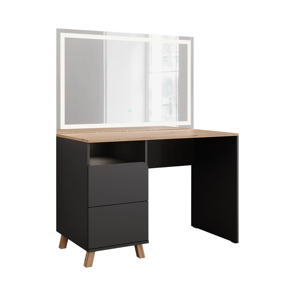Kaptafel met licht in Antraciet/Artisan op een witte achtergrond