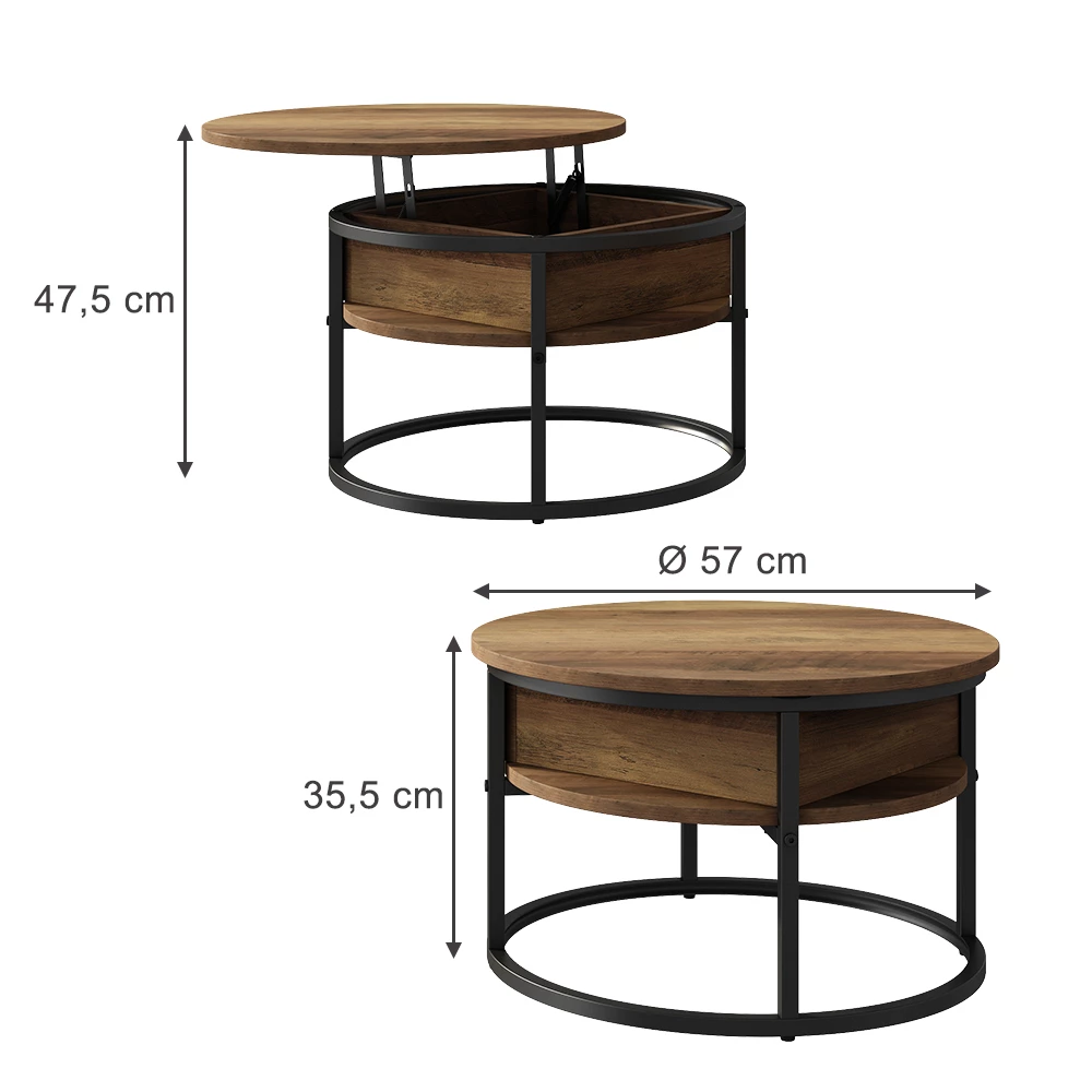 Konferenční stolek v barvě Dřevo na bílém pozadí