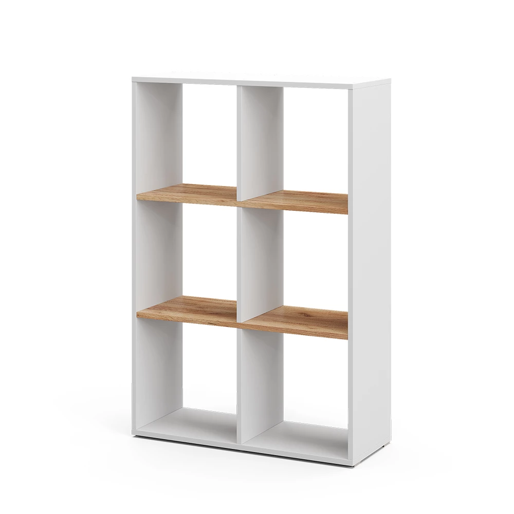 Meuble de rangement cube en Chêne blanc/force de l'or sur fond blanc