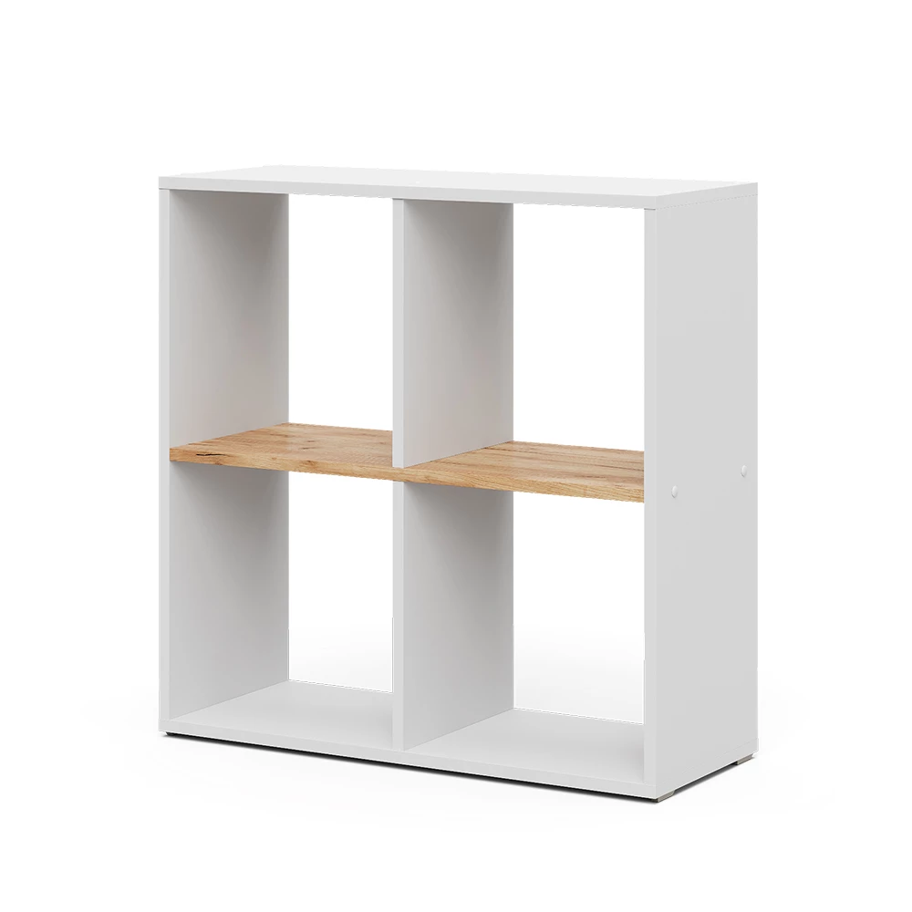 Meuble de rangement cube en Chêne blanc/force de l'or sur fond blanc