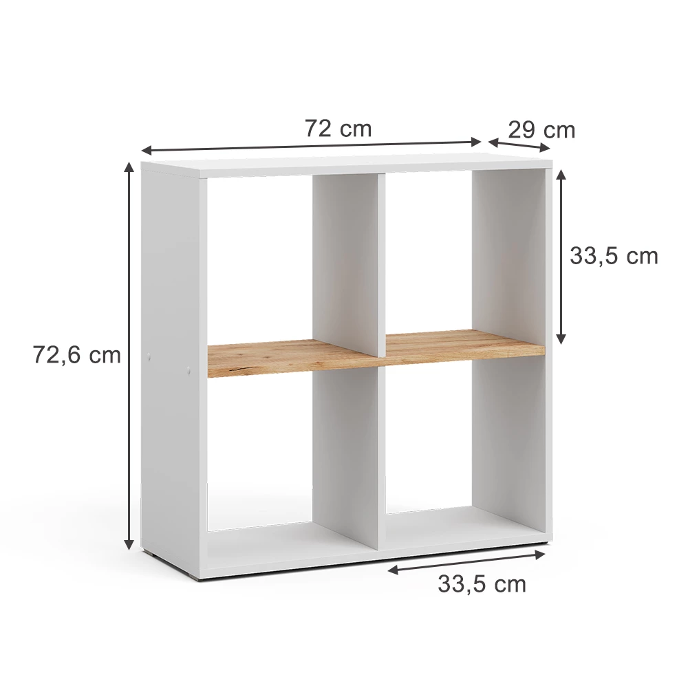 Meuble de rangement cube en Chêne blanc/force de l'or sur fond blanc