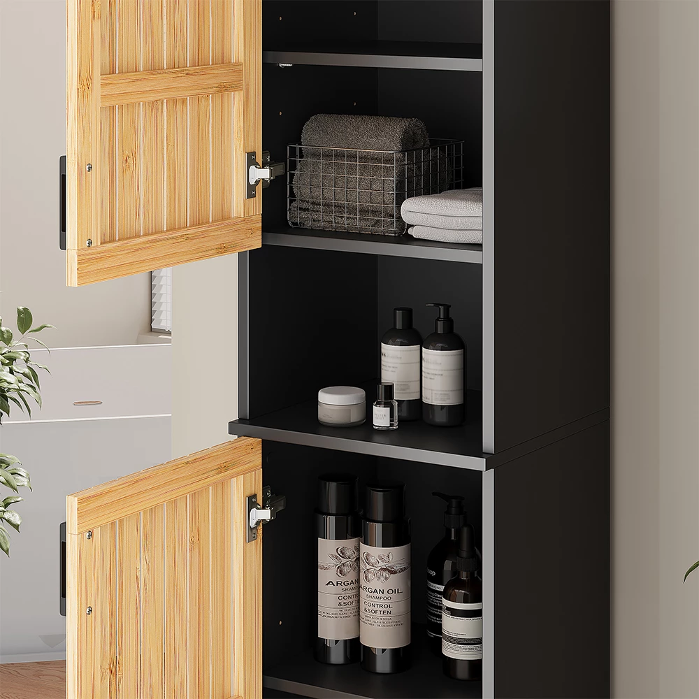 Close-up van Badkamermeubel in Bamboe, met textuur/details