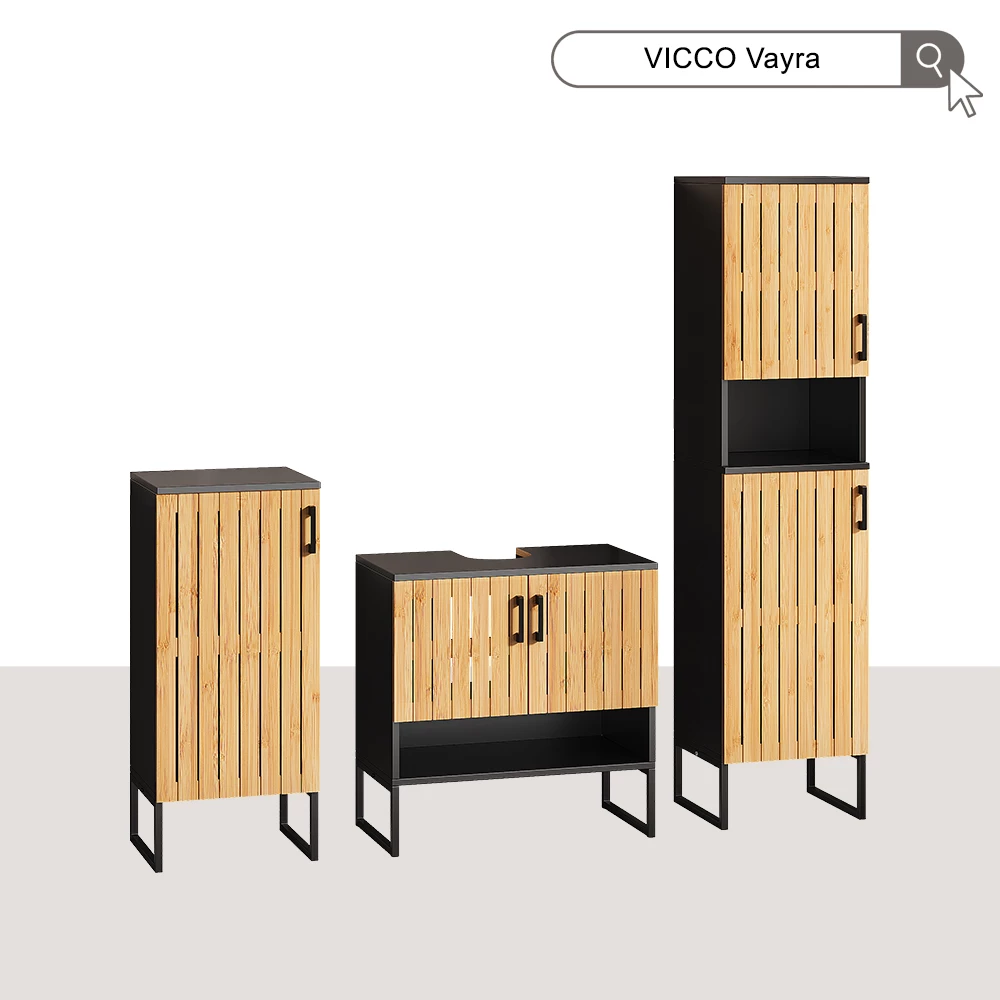 Vicco Armoire Midischrank Bambou 35x81cm, Vayra