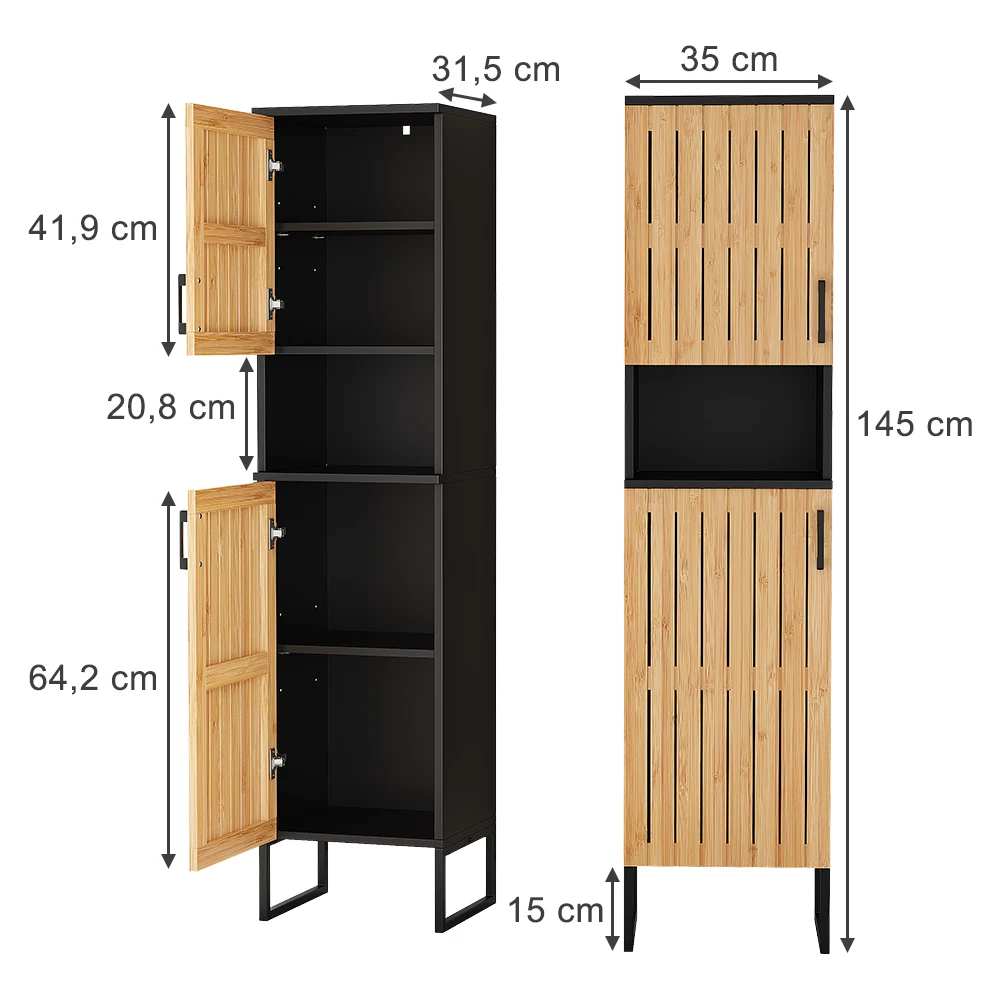 Badkamermeubel in Bamboe op een witte achtergrond