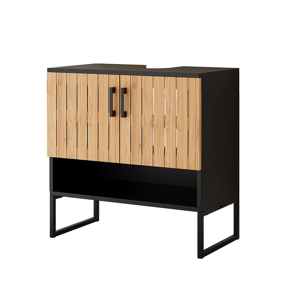 Vanity unit for washbasin in bambu on white background