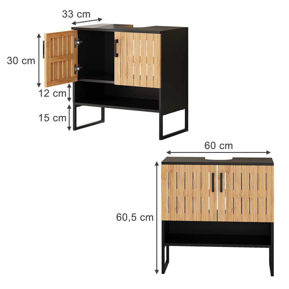Vanity unit for washbasin in bambu on white background