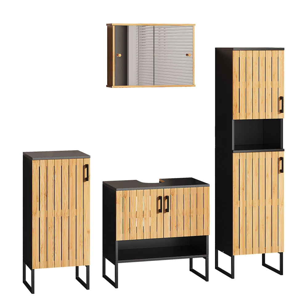 Meubles bain en Bambou sur fond blanc