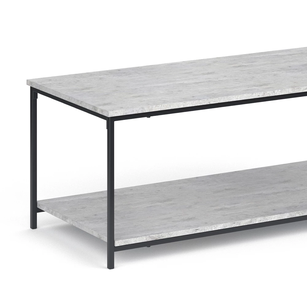 Nahaufnahme von Couchtisch in Beton, zeigt Design- und Oberflächendetails