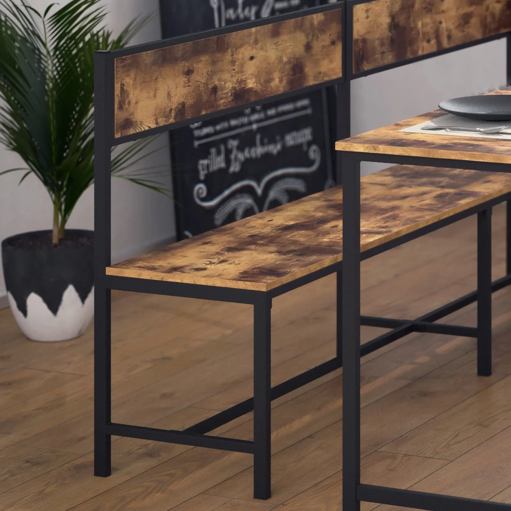 Nahaufnahme von Esszimmer-Eckbank in Eiche rustikal, zeigt Textur/Details