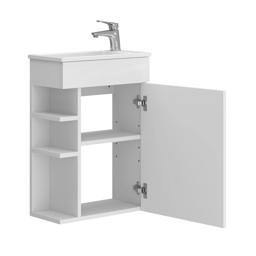 Set mobilier baie in Alb on white background with decorative elements