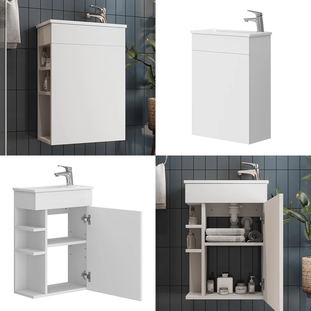 Vicco Set mobilier baie Alb 2 piese, cu chiuveta, Amadeo