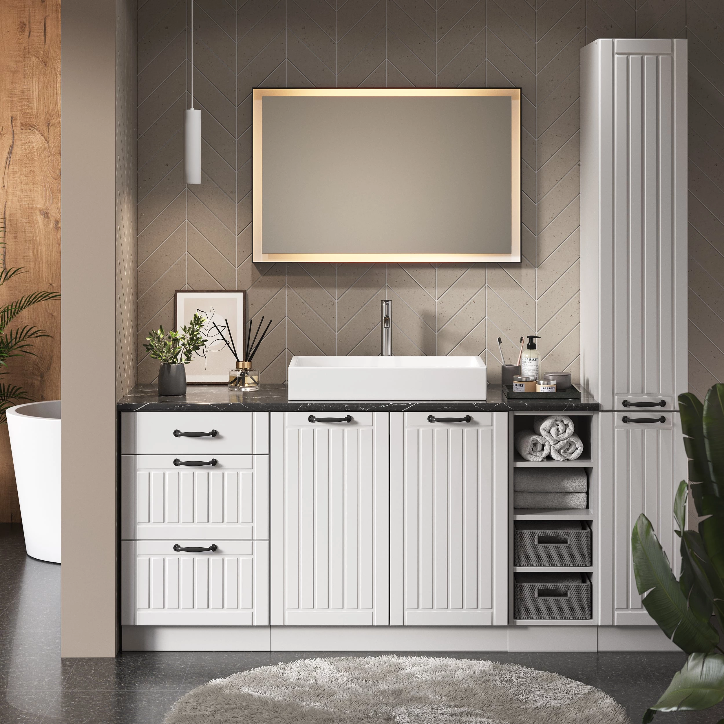 Vicco Badschrank Grün-Gold Landhaus 45 x 72 cm, Fame-Line