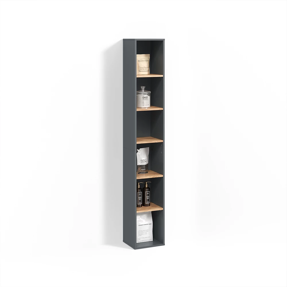 Badschrank in Anthrazit/Goldkraft Eiche auf weißem Hintergrund