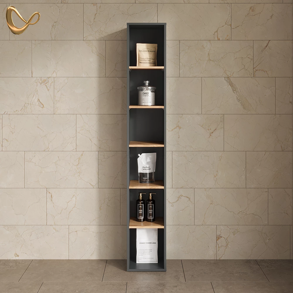 Badschrank Paolina Anthrazit/Goldkraft Eiche 30 x 188.6 cm livinity®
