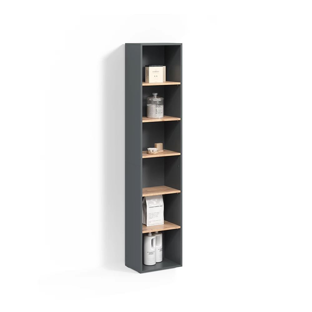 Badschrank in Anthrazit/Goldkraft Eiche auf weißem Hintergrund