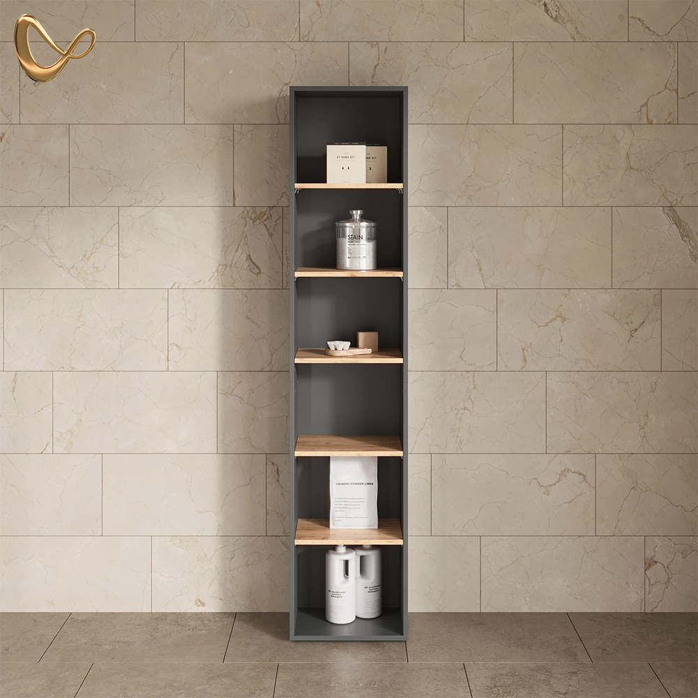 Badschrank Paolina Anthrazit/Goldkraft Eiche 40.2 x 188.6 cm livinity®
