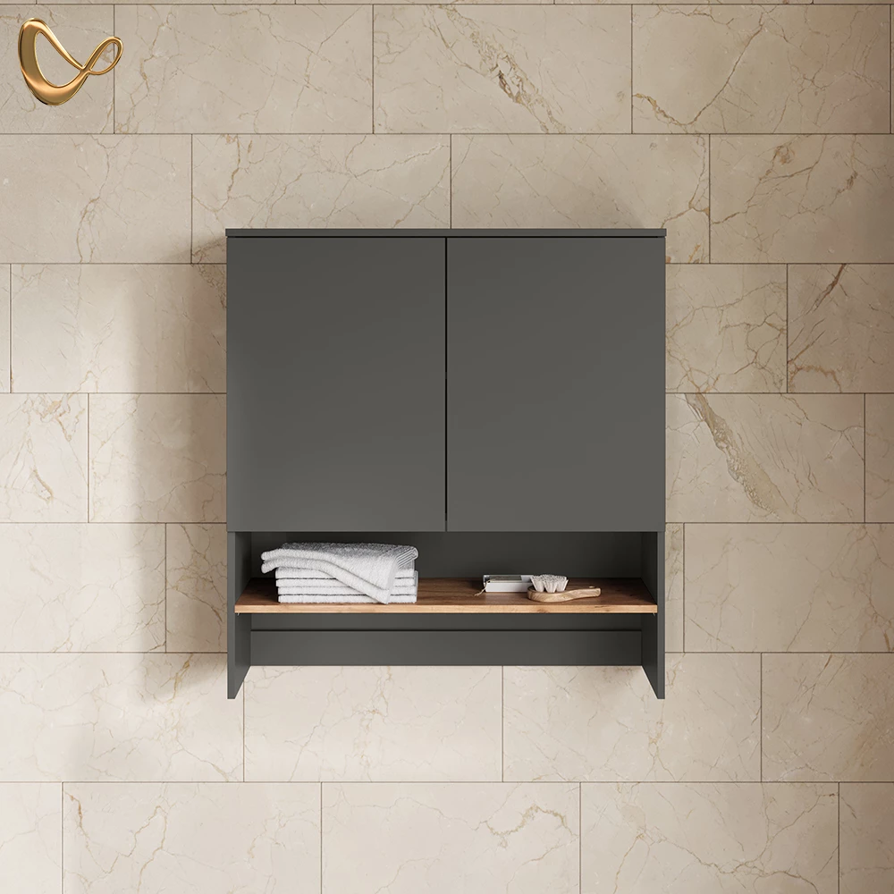 Waschmaschinenschrank Paolina Anthrazit/Goldkraft Eiche 93.6 x 100.4 cm livinity®