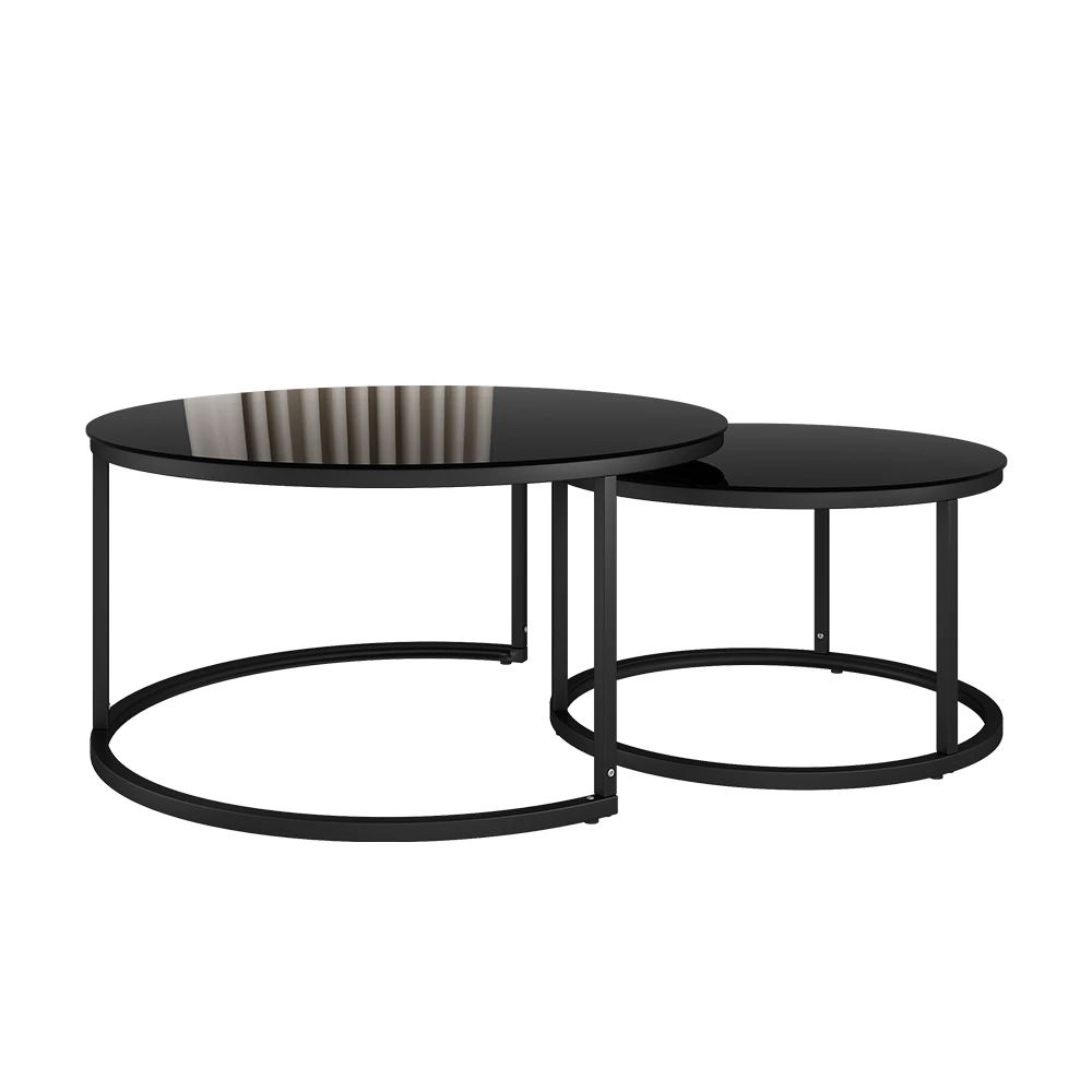 Couchtisch-Set in Schwarz auf weißem Hintergrund